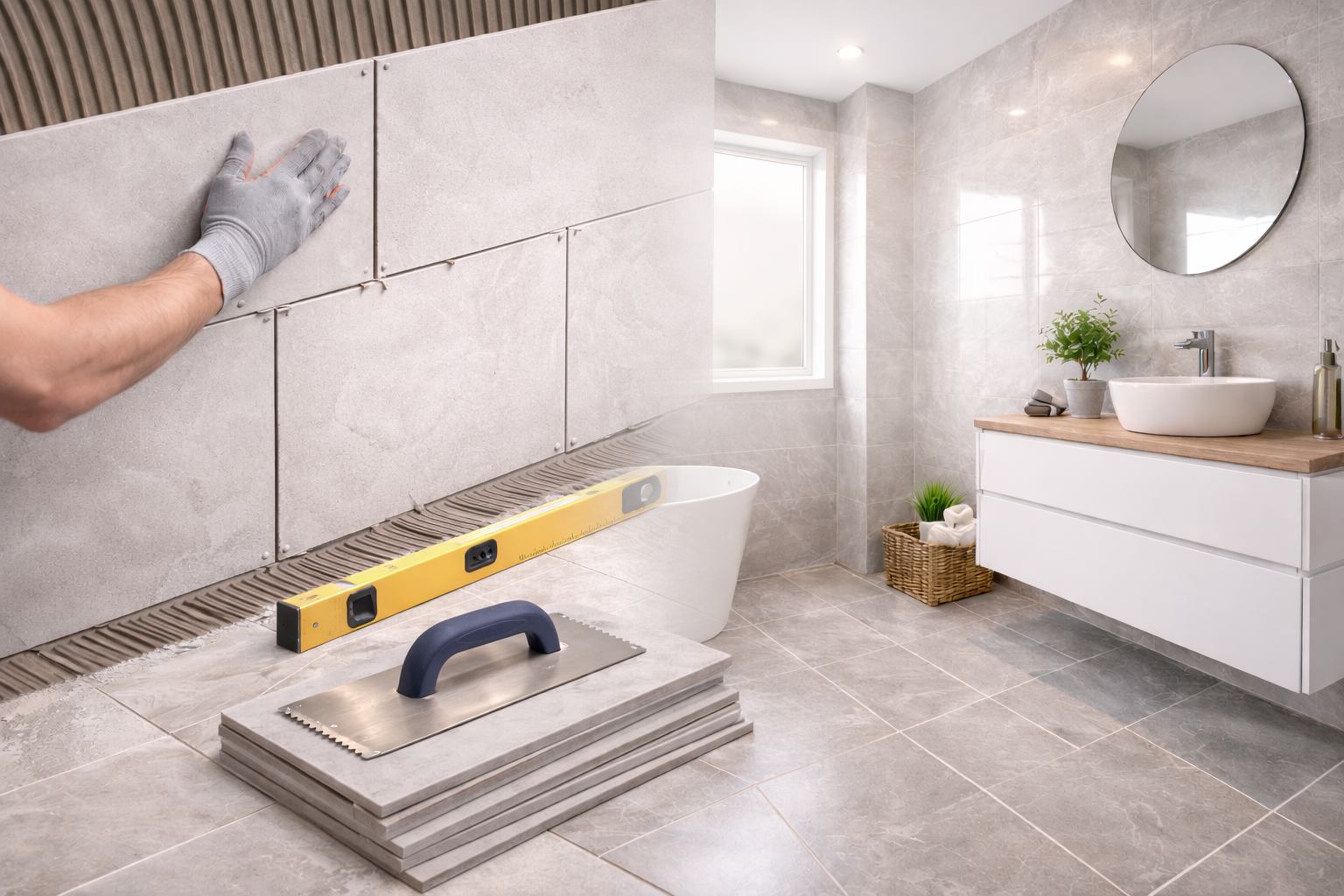 Wall and floor tiling montage